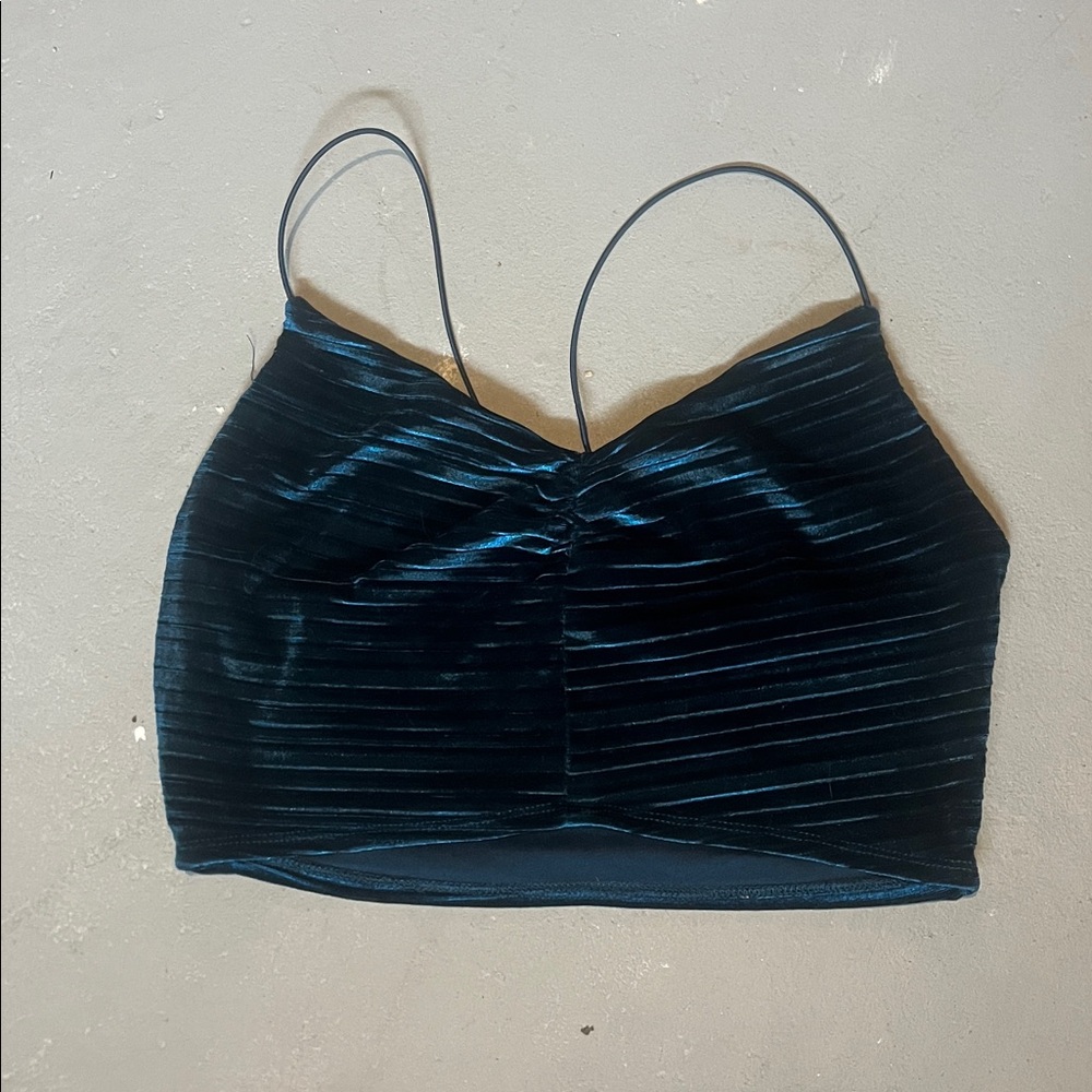 Velvet Striped Crop Top